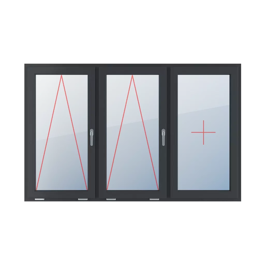 Tiltable with a handle on the right, fixed glazing in the sash windows types-of-windows triple-leaf symmetrical-division-horizontally-33-33-33  