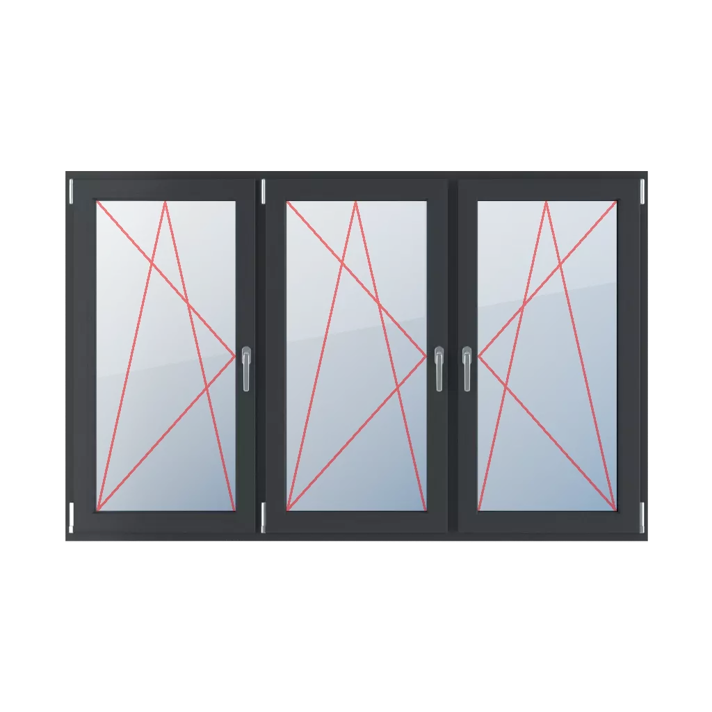 Left turn-tilt, left-hand turn-tilt, right turn-tilt windows types-of-windows triple-leaf symmetrical-division-horizontally-33-33-33  