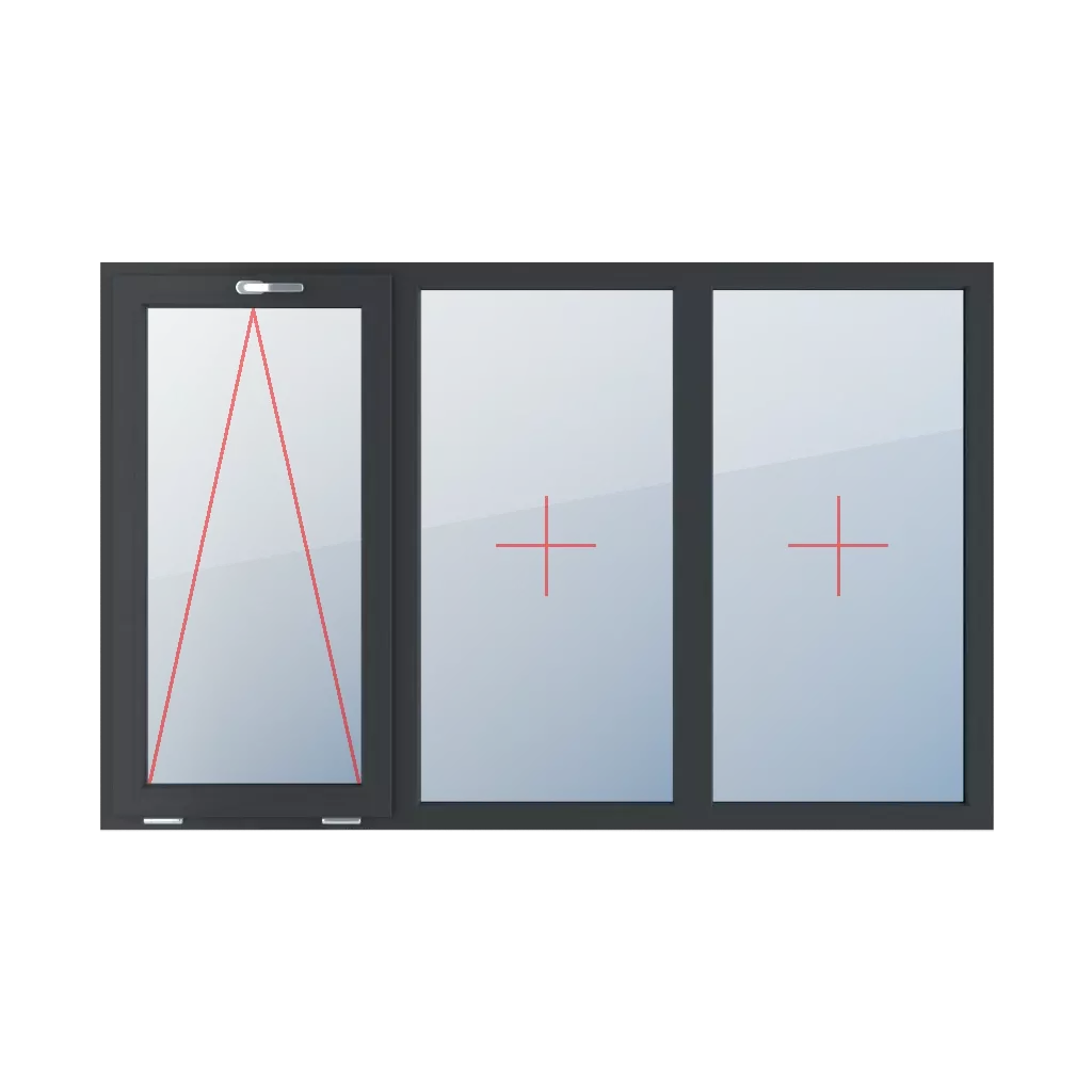 Tiltable with a handle at the top, fixed glazing in the frame, fixed glazing in the frame windows types-of-windows triple-leaf symmetrical-division-horizontally-33-33-33  