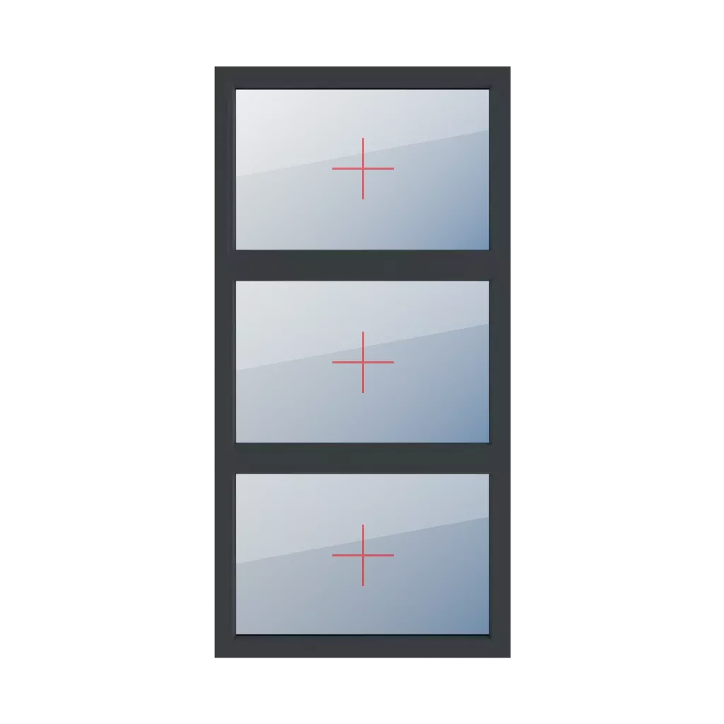 Permanent glazing in the frame windows types-of-windows triple-leaf vertical-symmetrical-division-33-33-33  