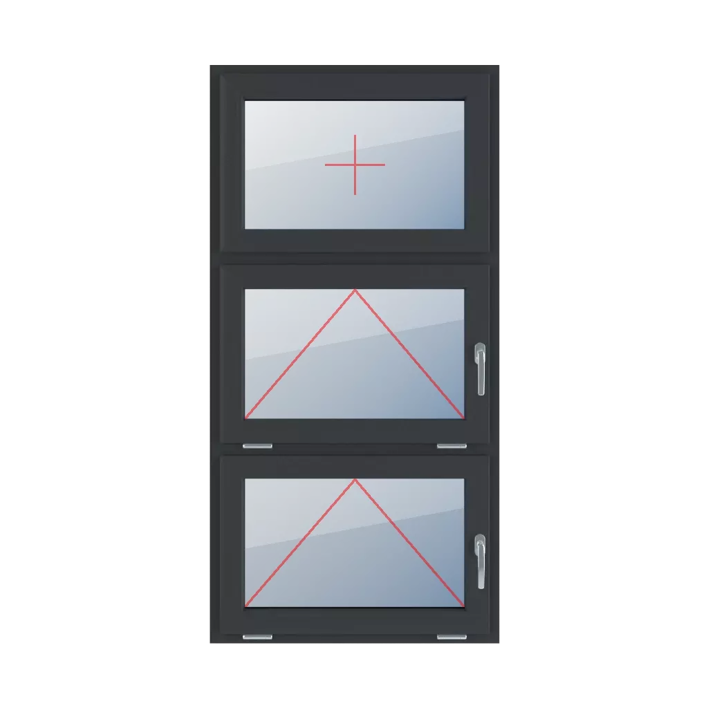 Fixed glazing in the wing, tiltable with a handle on the right side, tiltable with a handle on the right side windows types-of-windows triple-leaf vertical-symmetrical-division-33-33-33  