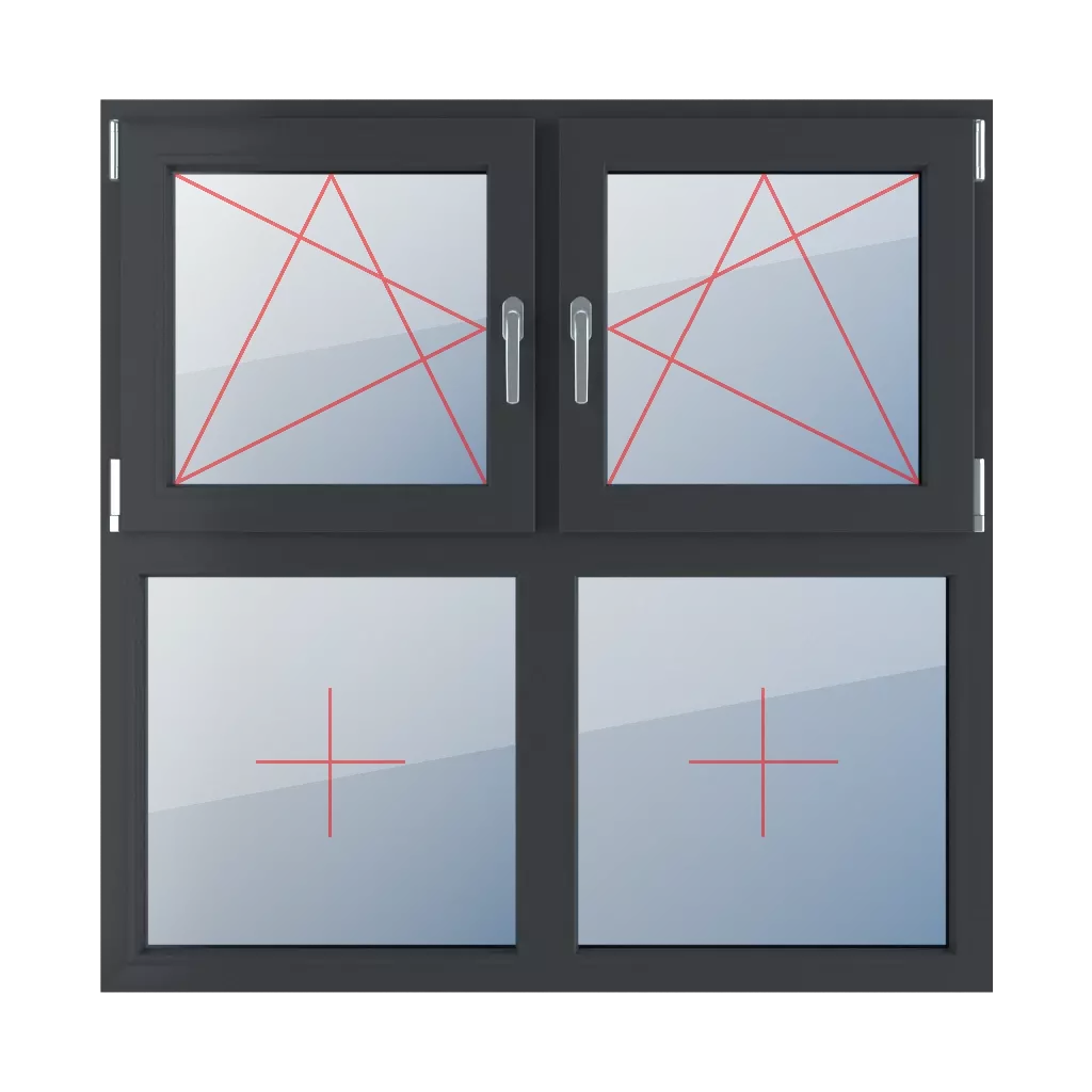Left-hand turn-tilt, right-hand turn-tilt, fixed glazing in the frame windows types-of-windows four-leaf symmetrical-division-horizontal-50-50 left-hand-turn-tilt-right-hand-turn-tilt-fixed-glazing-in-the-frame 