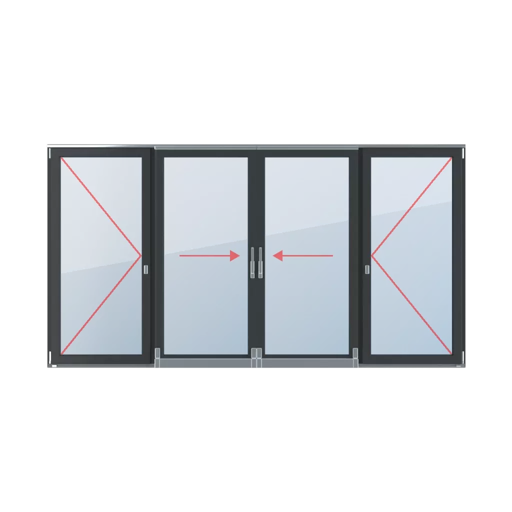 Side-hung, tilt and slide left, tilt and slide right, movable mullion windows types-of-windows psk-tilt-and-slide-patio-door four-leaf  