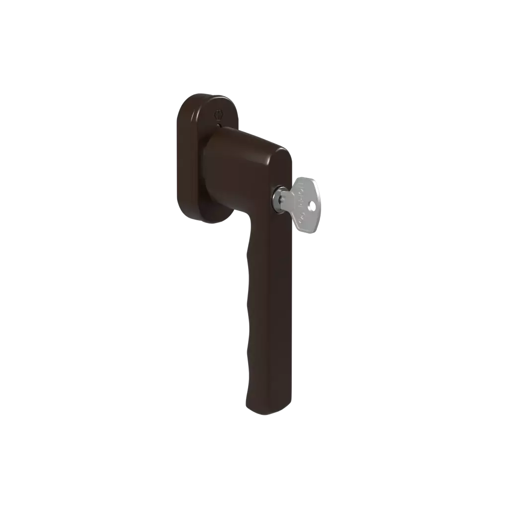 Door handle with key Hamburg brown windows window-accessories handles hamburg with-the-key 